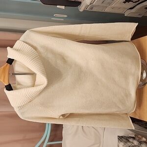 Cream Cowl Neck Sweater with Soft Knit Texture